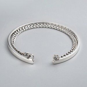 *NEW 925 Sterling Silver Layered Chain Cuff